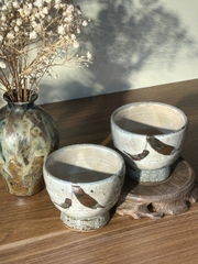 Chén mộc xám loang hồng