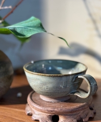 Chén tráng men viền xanh rêu