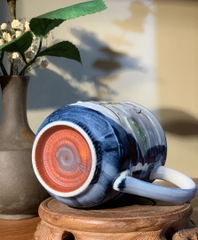 cốc mộc men lam chữ vàng khắc nổi