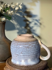 Cốc tráng men tím khoai môn vẽ viền nâu