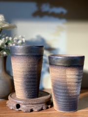 Cốc mộc hoạ tiết xoắn viền ánh kim