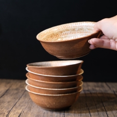 Bát nhỡ mộc Ontayaki nâu lòng xoáy