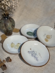 Đĩa chấm họa tiết hoa quả các loại