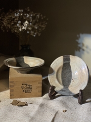 Đĩa chấm men đá màu kẻ sọc xám