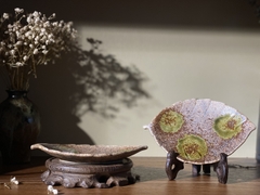 Đĩa gốm mộc rêu hình chiếc lá