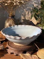 đĩa mộc sâu lòng lam viền lượn sóng