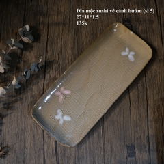 Đĩa mộc sushi vẽ cánh bướm