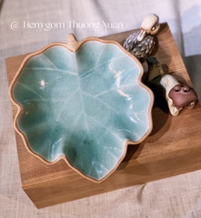 Đĩa mộc tráng men hình chiếc lá