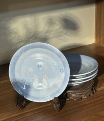 Đĩa mộc vẽ thỏ dễ thương