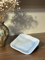 Đĩa mộc xanh men rạn