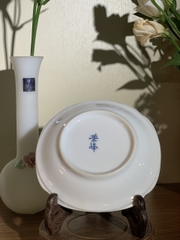 Đĩa nhỏ hoa dây men lam chấm vàng