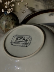 Đĩa sâu lòng Topaz Nhật viền nâu cam cháy