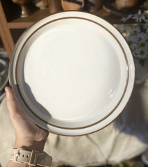 Đĩa sứ Nhật sâu lòng men tiêu 2 viền nâu