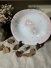 Đĩa mộc thỏ hồng