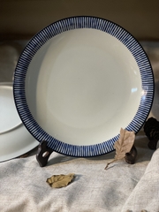 Đĩa to tráng men viền xanh lam