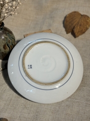 Đĩa viền lam họa tiết chim ăn quả