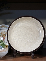 Đĩa vintage Âu Nhật men tiêu viền nâu