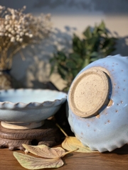 đĩa mộc sâu lòng lam viền lượn sóng