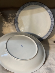 Đĩa to tráng men viền xanh lam