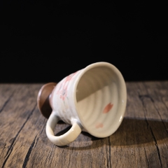 Set cốc mộc men sữa vẽ hoa