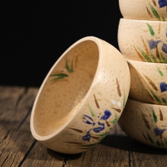 Bát mộc vẽ hoa diên vĩ (triện đáy)