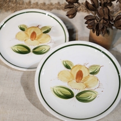 Đĩa vintage Nhật họa tiết hoa viền lục