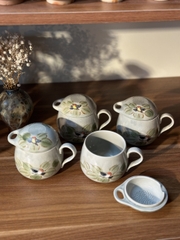 Hũ đựng gia vị vẽ lá xanh