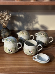 Hũ đựng gia vị vẽ lá xanh