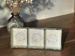 Khay chấm 3 ngăn viền xanh tráng men