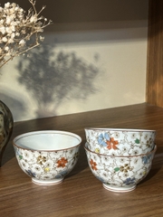 Set 3 chén hoạ tiết hoa tráng men