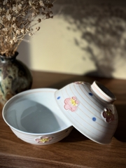 Set bát cơm vẽ nổi hoa đào