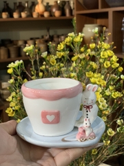 Set cốc hồng tay cầm thỏ cute