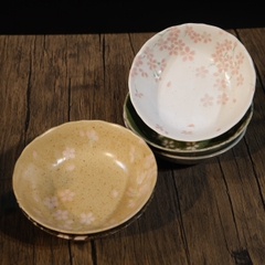 Set đĩa mộc sâu lòng vẽ hoa đào