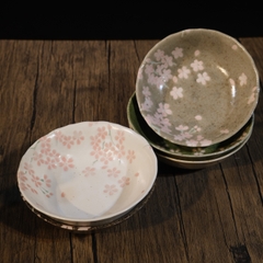 Set đĩa mộc sâu lòng vẽ hoa đào