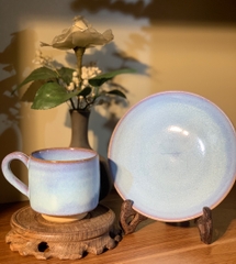Set mộc tráng men galaxy triện khắc chìm