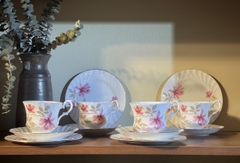 Set trà chiều sứ xương cao cấp Anh Quốc - Queen Anne vẽ hoa hồng - Set Trio S