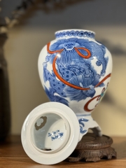 Xông trầm Song lân vờn ngọc (triện nắp)