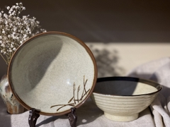 Tô mì Nhật Bản vintage men tiêu viền nâu cháy vẽ cỏ lau các màu3