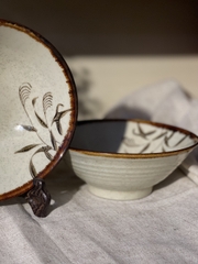 Tô mì Nhật Bản vintage men tiêu viền nâu cháy vẽ cỏ lau các màu3