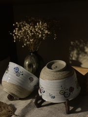 Set bát ăn cơm men đá hoạ tiết đồng xu