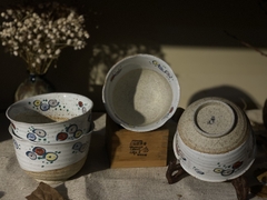 Set bát ăn cơm men đá hoạ tiết đồng xu