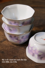 Bộ 4 cốc hoa đào tím