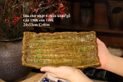 Đĩa chữ nhật 4 chân khúc gỗ