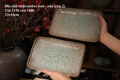 Đĩa chữ nhật ombre men lam