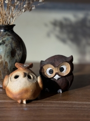 Tượng cú gỗ decor nâu đậm