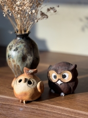 Tượng cú gỗ decor nâu đậm
