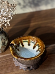 Bát mộc men chảy chảy có miệng rót