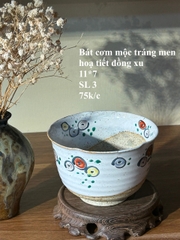 Bát cơm mộc tráng men họa tiết đồng xu