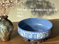 Thố mộc xanh dương họa tiết nổi