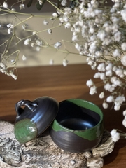 Hũ mộc tráng men xanh rêu (lỗi nhỏ ở lắp)